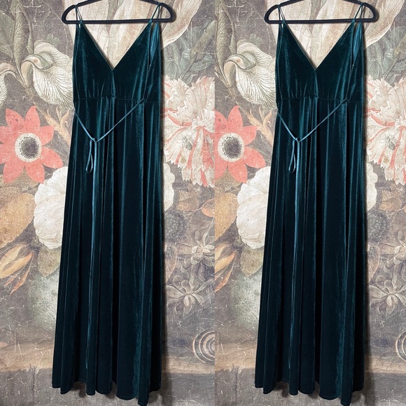 New Bhldn x Jenny Yoo Andi Velvet Wrap Dress Emerald Green - Picture 3 of 6